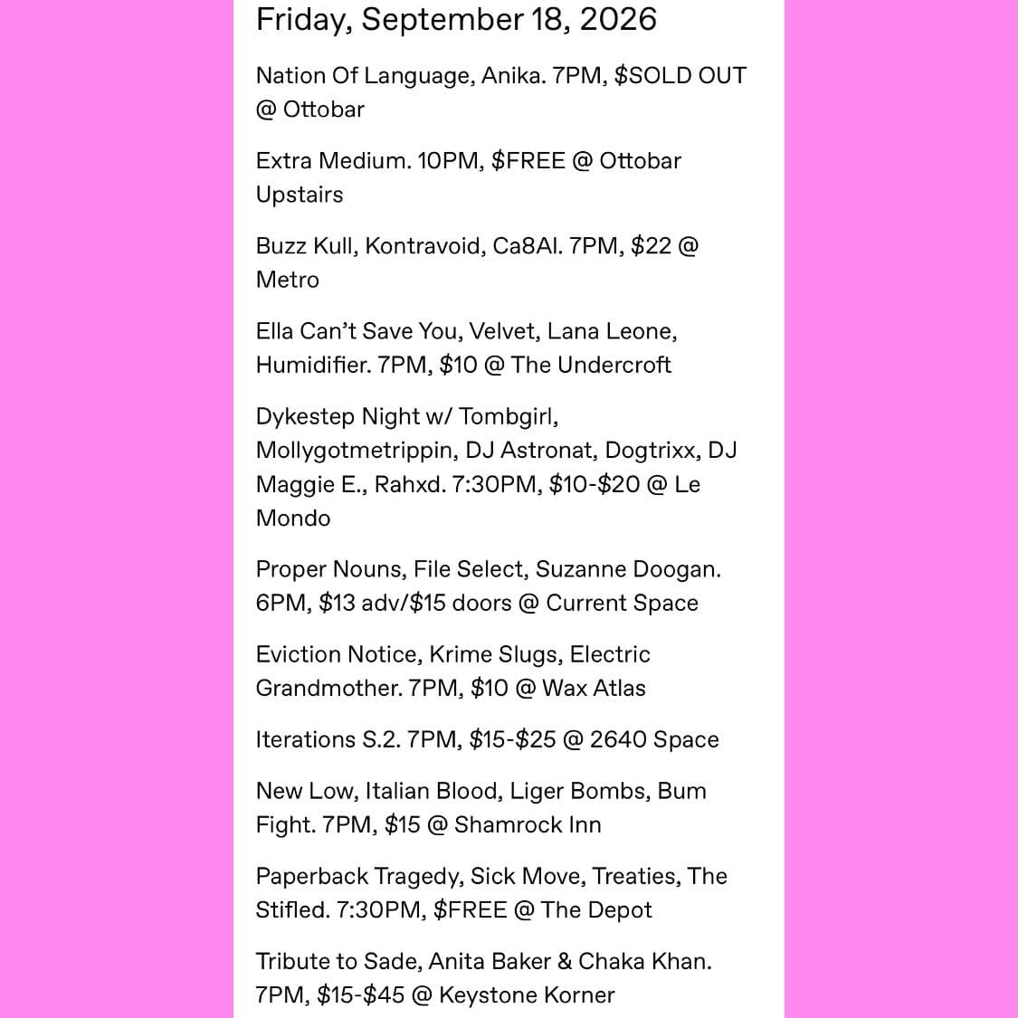 Extra Medium β event in Baltimore